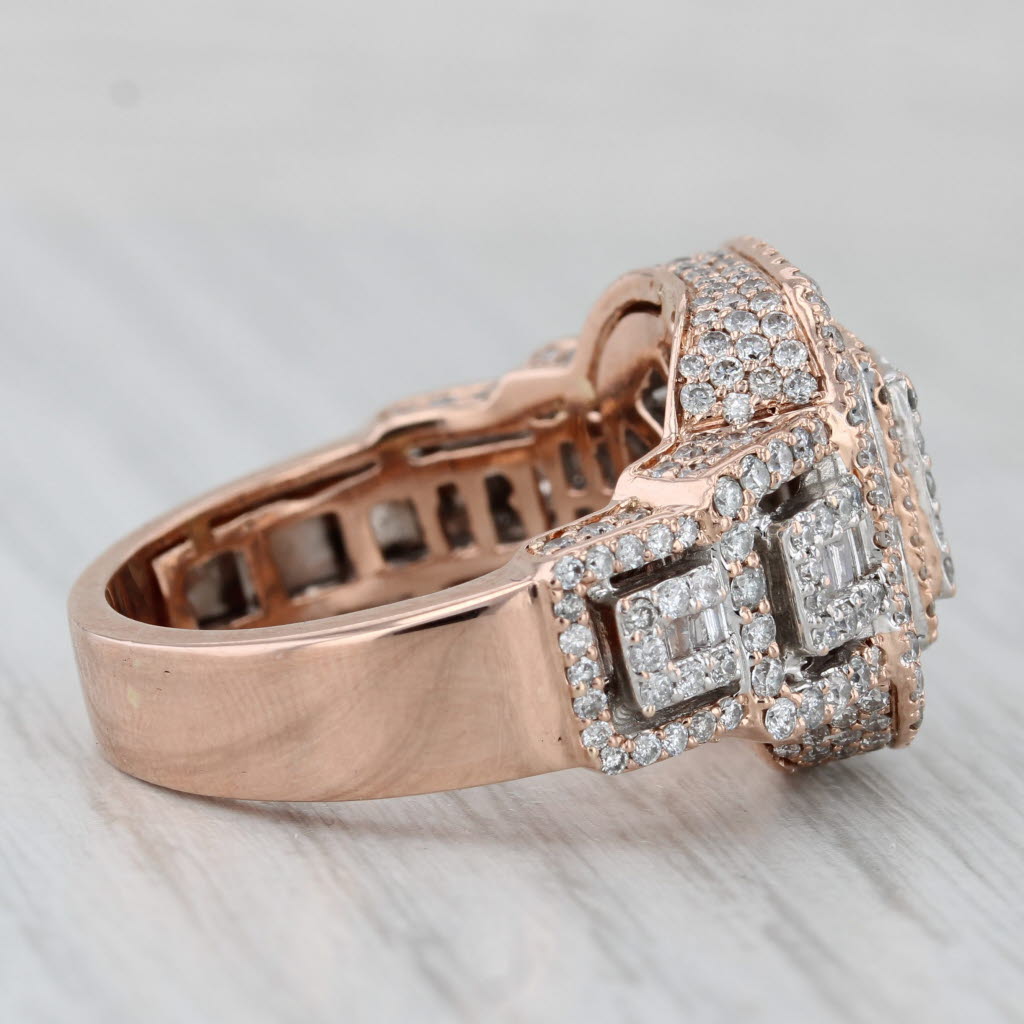 Gray 2.43ctw Diamond Halo Ring 10k Rose Gold Size 10