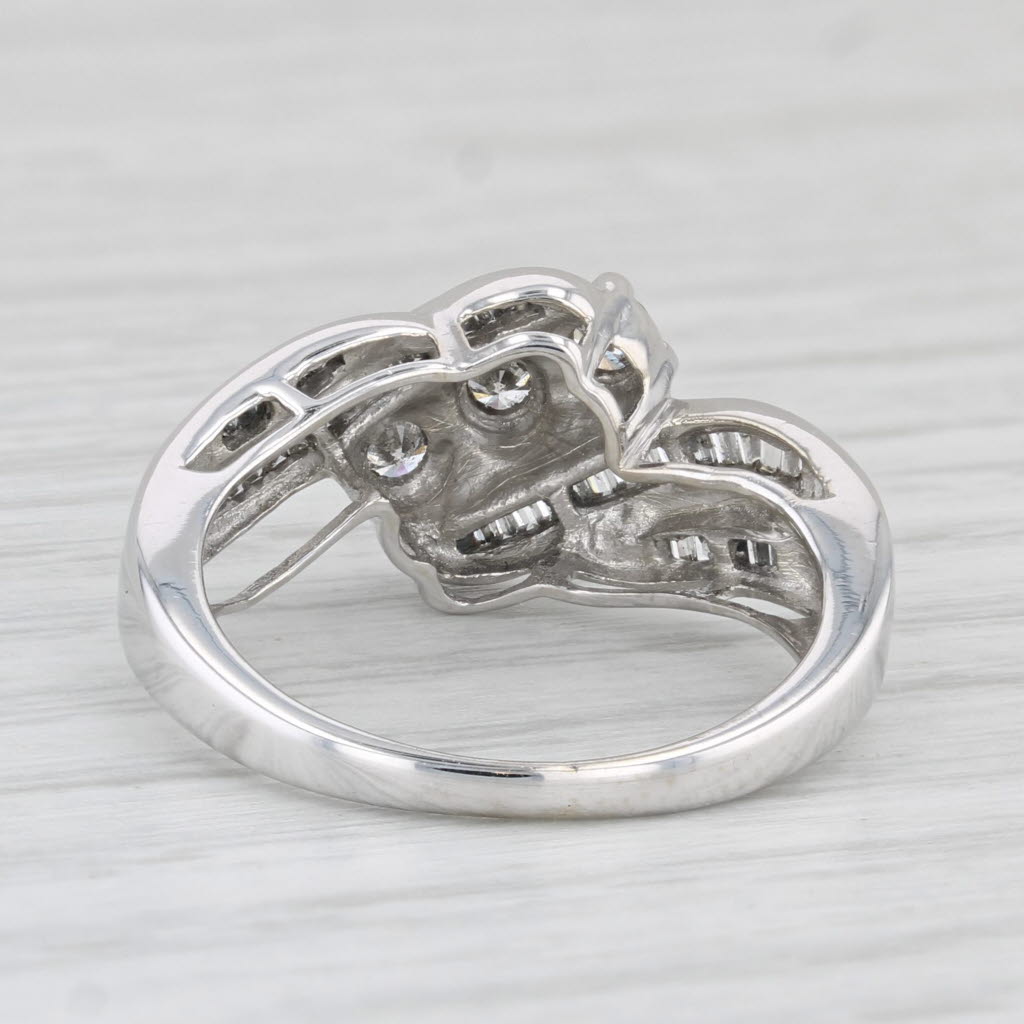 Light Gray 0.47ctw Diamond Bypass Ring 10k White Gold Size 6.25