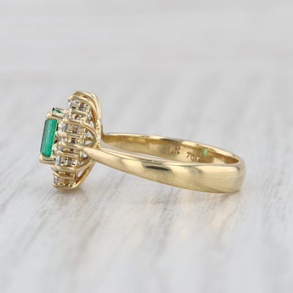 1.21ctw Emerald Diamond Halo Ring 18k Yellow Gold Size 5.75 Engagement