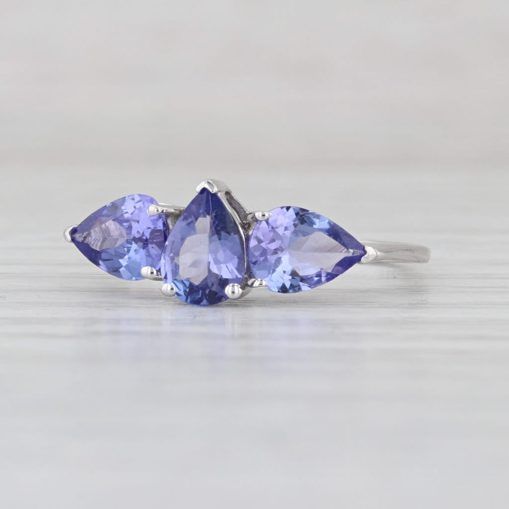 2.10ctw Pear Tanzanite 3-Stone Ring 10k White Gold Size 8.25