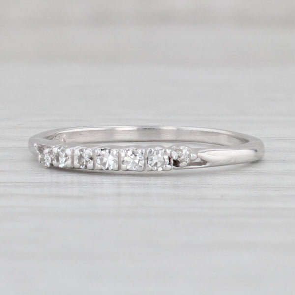 Light Gray Vintage 0.12ctw Diamond Wedding Band 18k White Gold Stackable Anniversary Ring