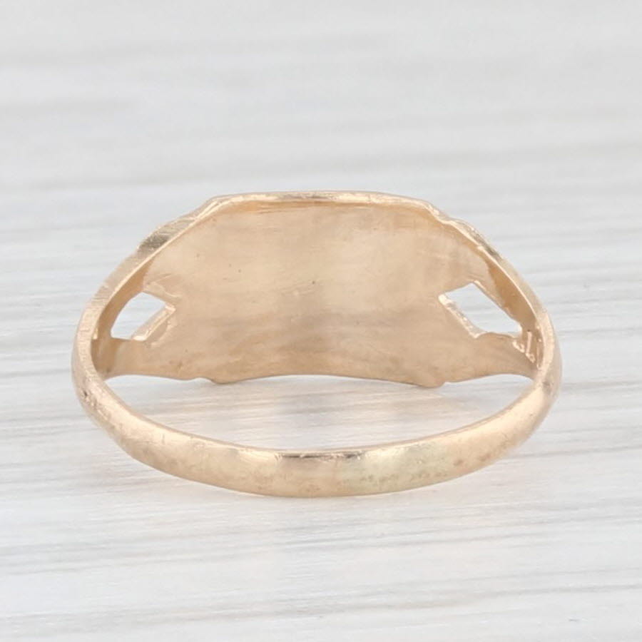 Light Gray Engravable Signet Baby Ring 10k Yellow Gold Small Size