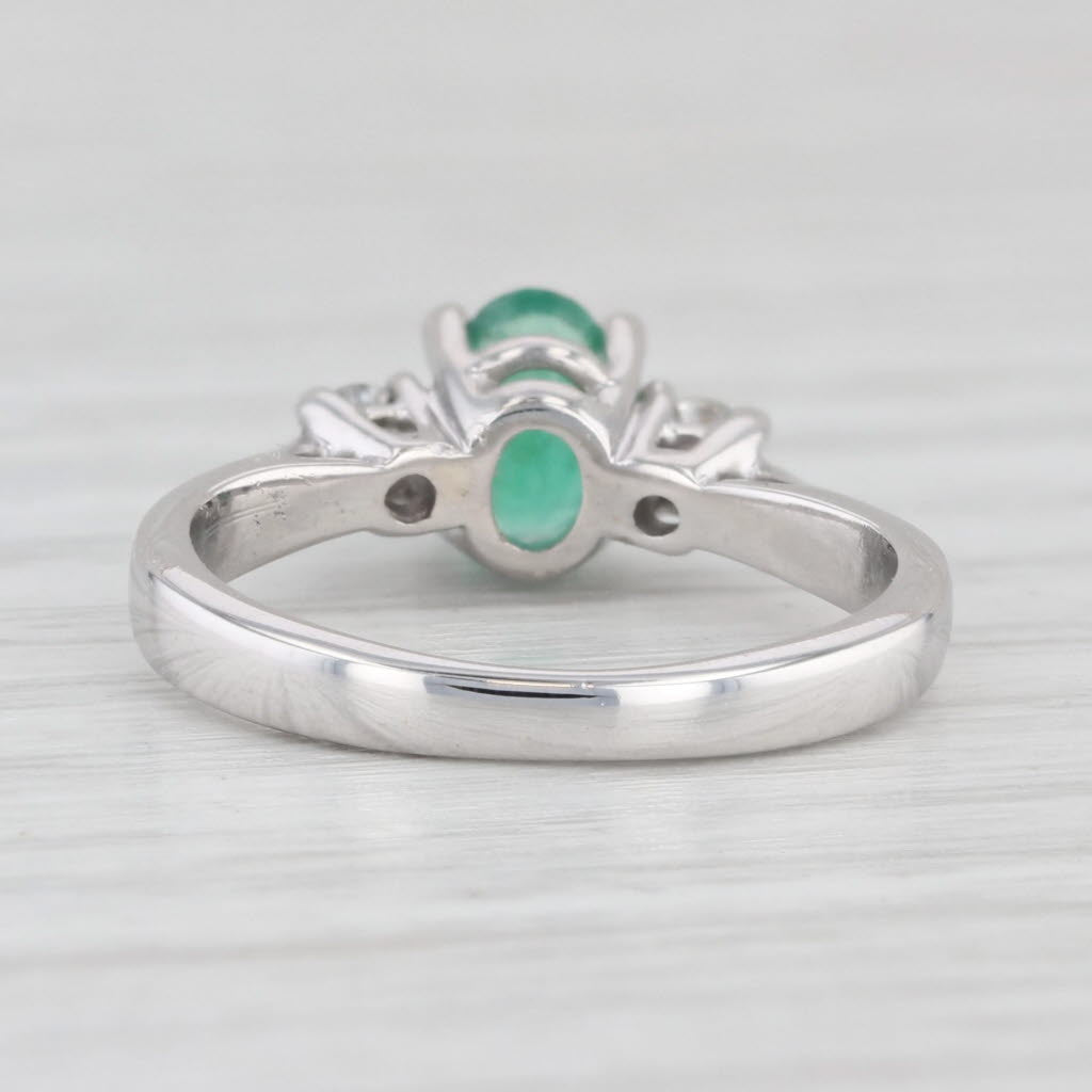 Light Gray 0.47ctw Oval Emerald Diamond Ring 14k White Gold Size 3.5