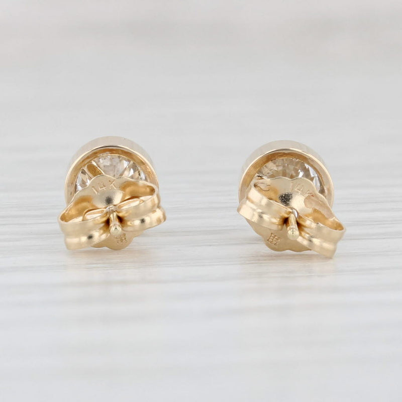 Light Gray New 0.85ctw Round Diamond Solitaire Stud Earrings 14k Yellow Gold