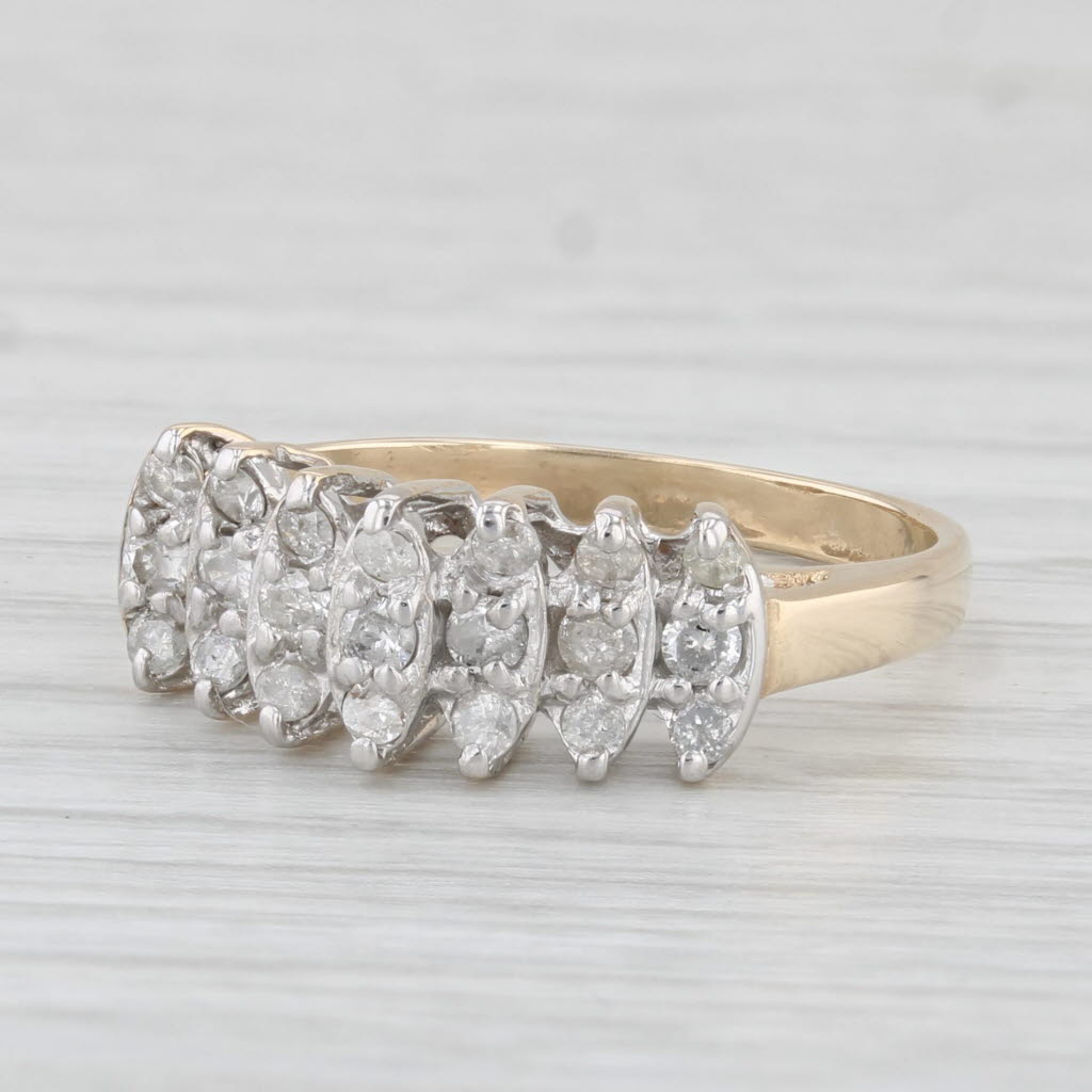 Light Gray 0.37ctw Diamond Tiered Pyramid Ring 10k Yellow Gold Size 7.25