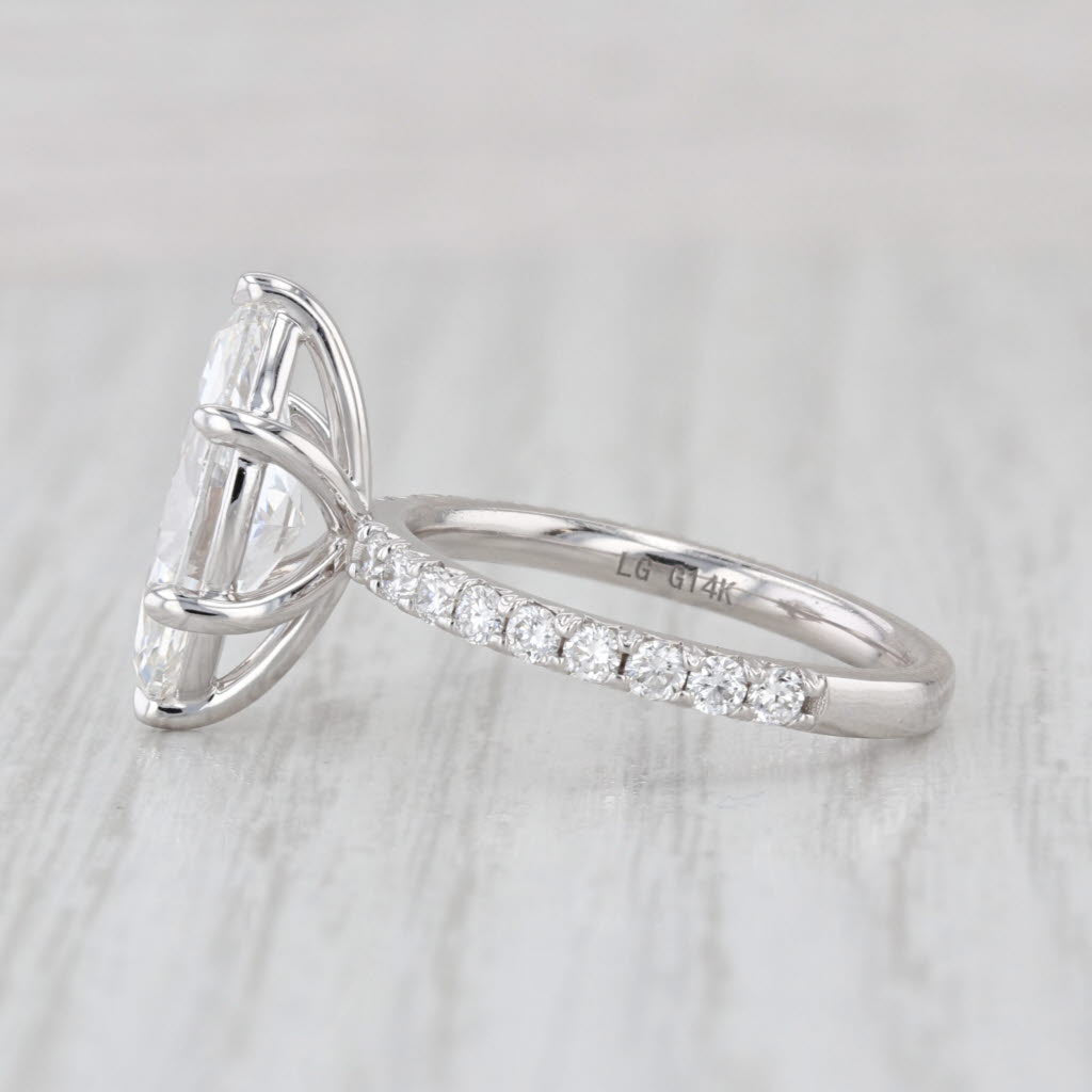 New IGI 3.55ctw Marquise Lab Grown Diamond Engagement Ring 14k Gold Size 6