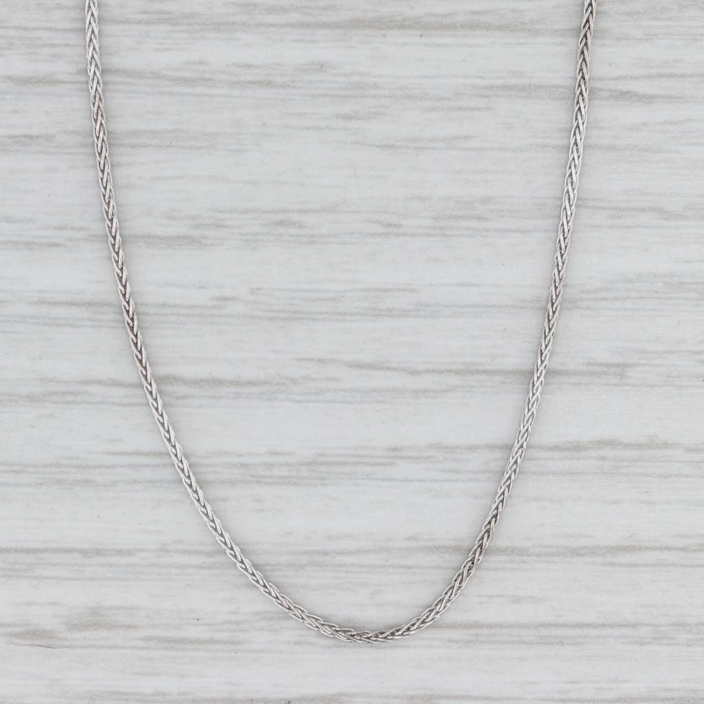 Light Gray Wheat Chain Necklace 14k White Gold 18" 1mm