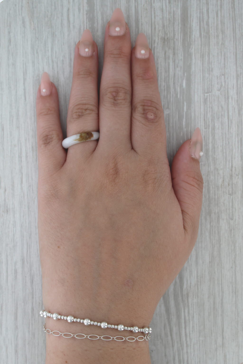 Marbled Green Brown Jadeite Jade Band Ring Size 7.75 5mm
