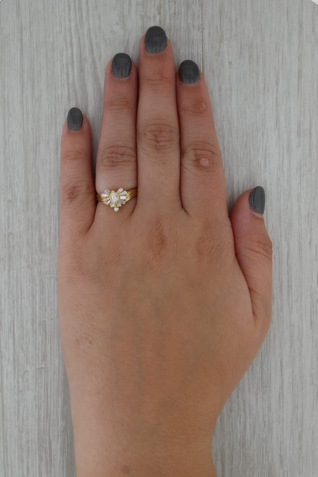 0.44ctw Diamond Marquise Ring 18k Yellow Gold Size 6.25 Engagement
