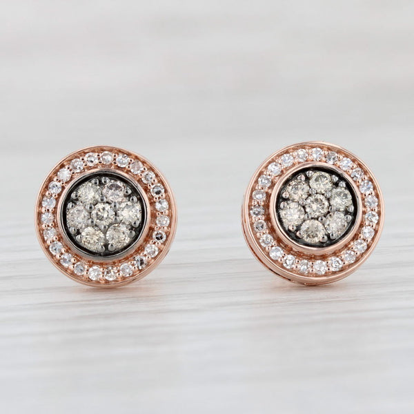 Light Gray 0.50ctw Diamond Cluster Halo Stud Earrings 10k Rose Gold