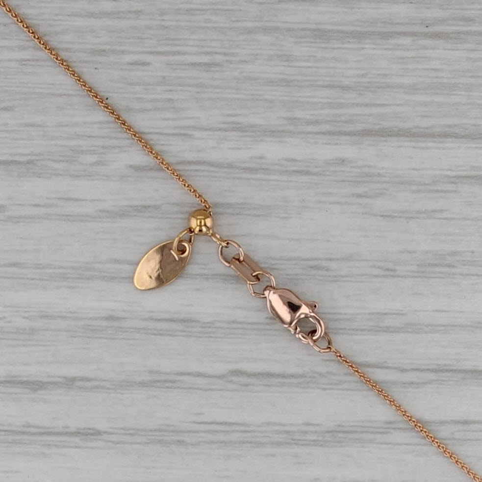 Effy Opal Diamond Pendant Necklace 14k Rose Gold 19" Adjustable Wheat Chain