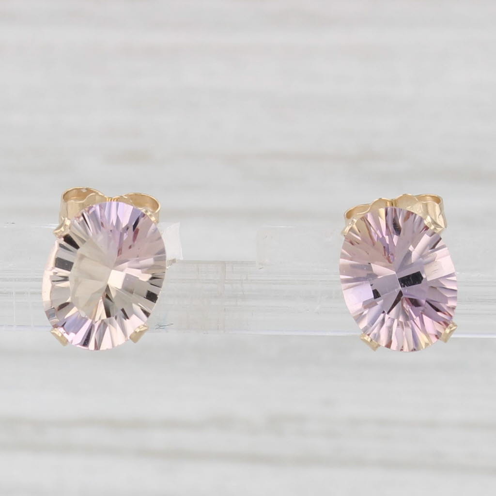 Light Gray 2.20ctw Purple Yellow Ametrine Earrings 14k Yellow Gold Oval Solitaire Studs