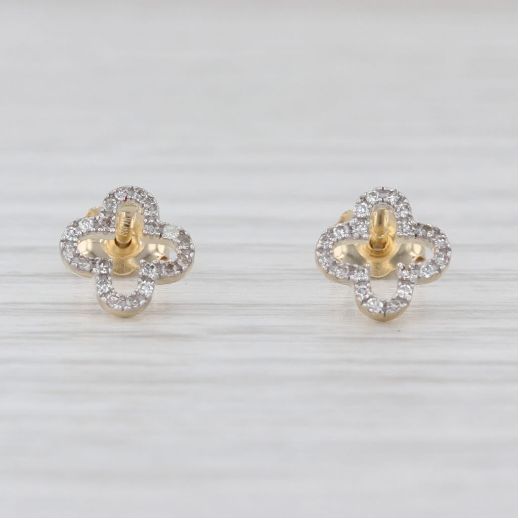 0.10ctw Diamond Clover Cross Stud Earrings 14k Yellow Gold Studs