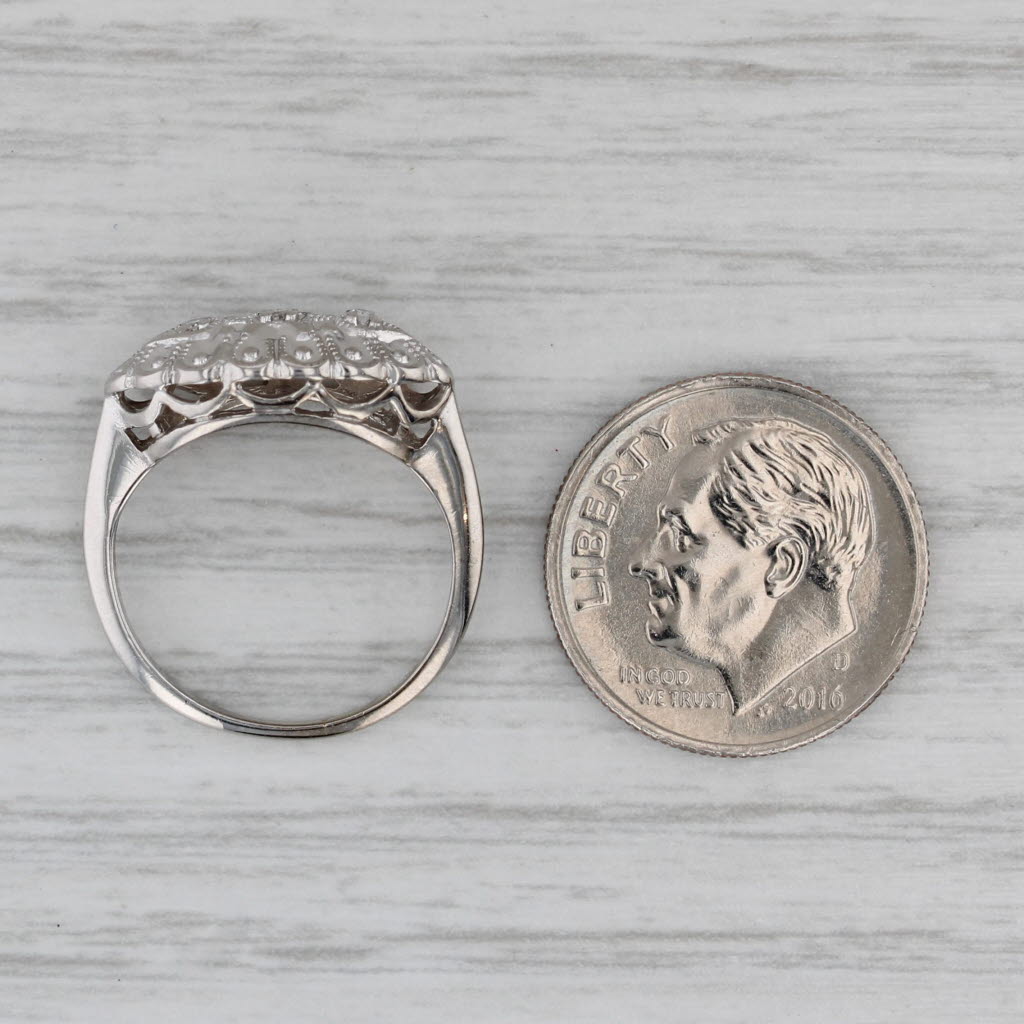 Gray Vintage Diamond Princess Ring 14k White Gold Size 3.5