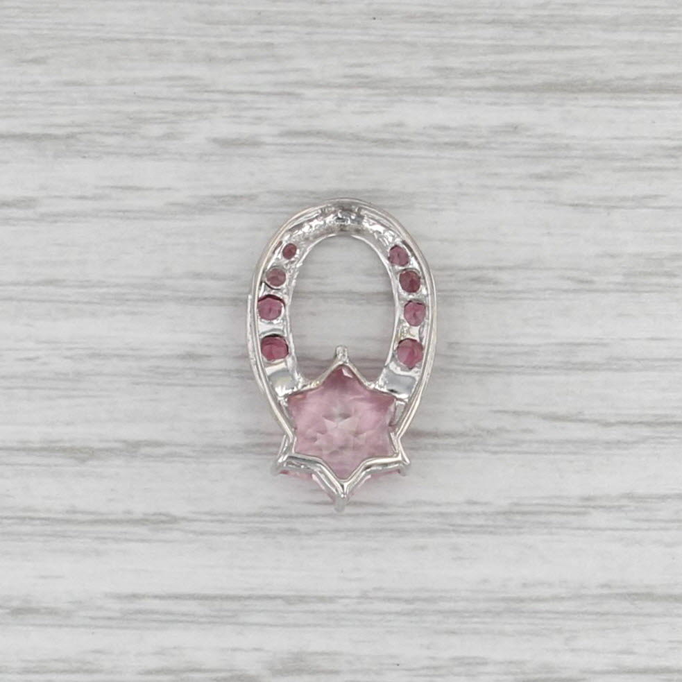 Pink Mystic Topaz Tourmaline Star Horseshoe Pendant 10k White Gold