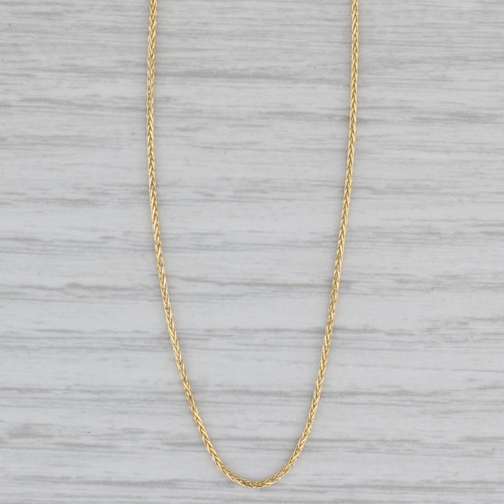 Gray Wheat Chain Necklace 14k Yellow Gold Adjustable up to 22"