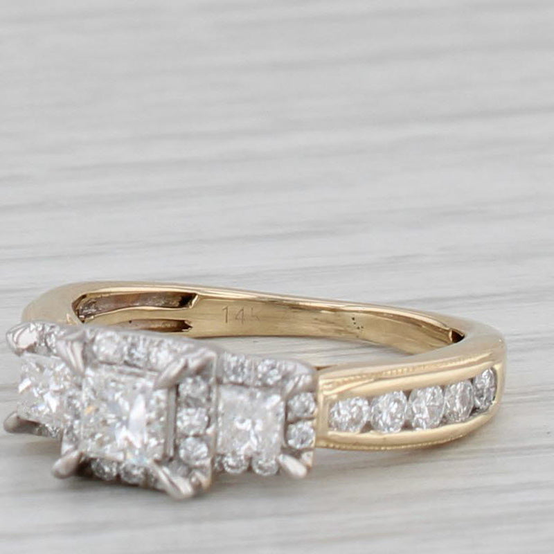 Gray 0.90ctw Princess Diamond Halo Engagement Ring 14k Yellow Gold Size 5.25