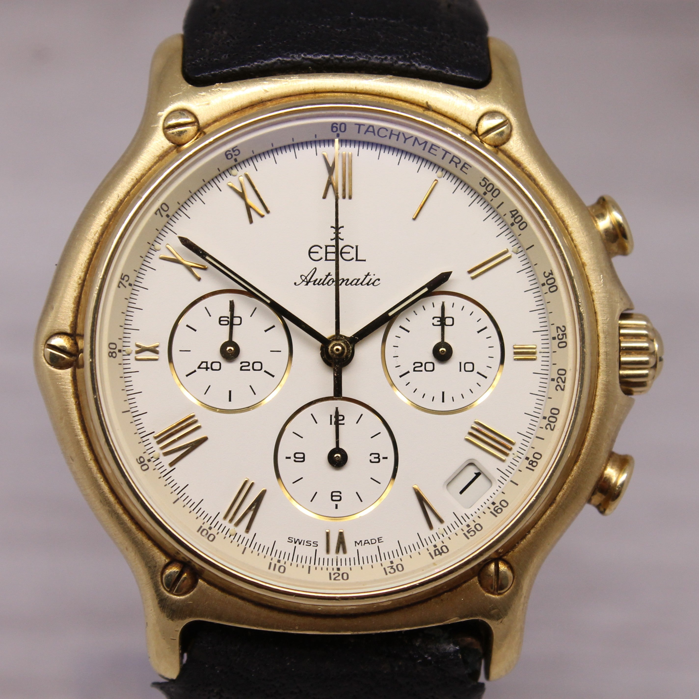 Ebel 1911 18k Gold Mens 38mm Automatic Chronograph Watch El Primero ref.8934901