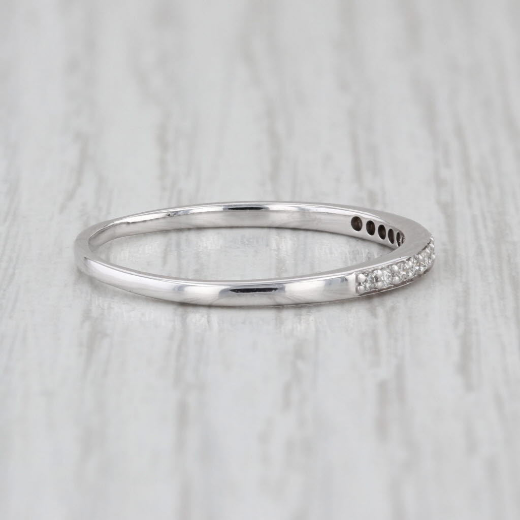 0.09ctw Diamond Wedding Band 10k White Gold Stackable Ring Size 10.5