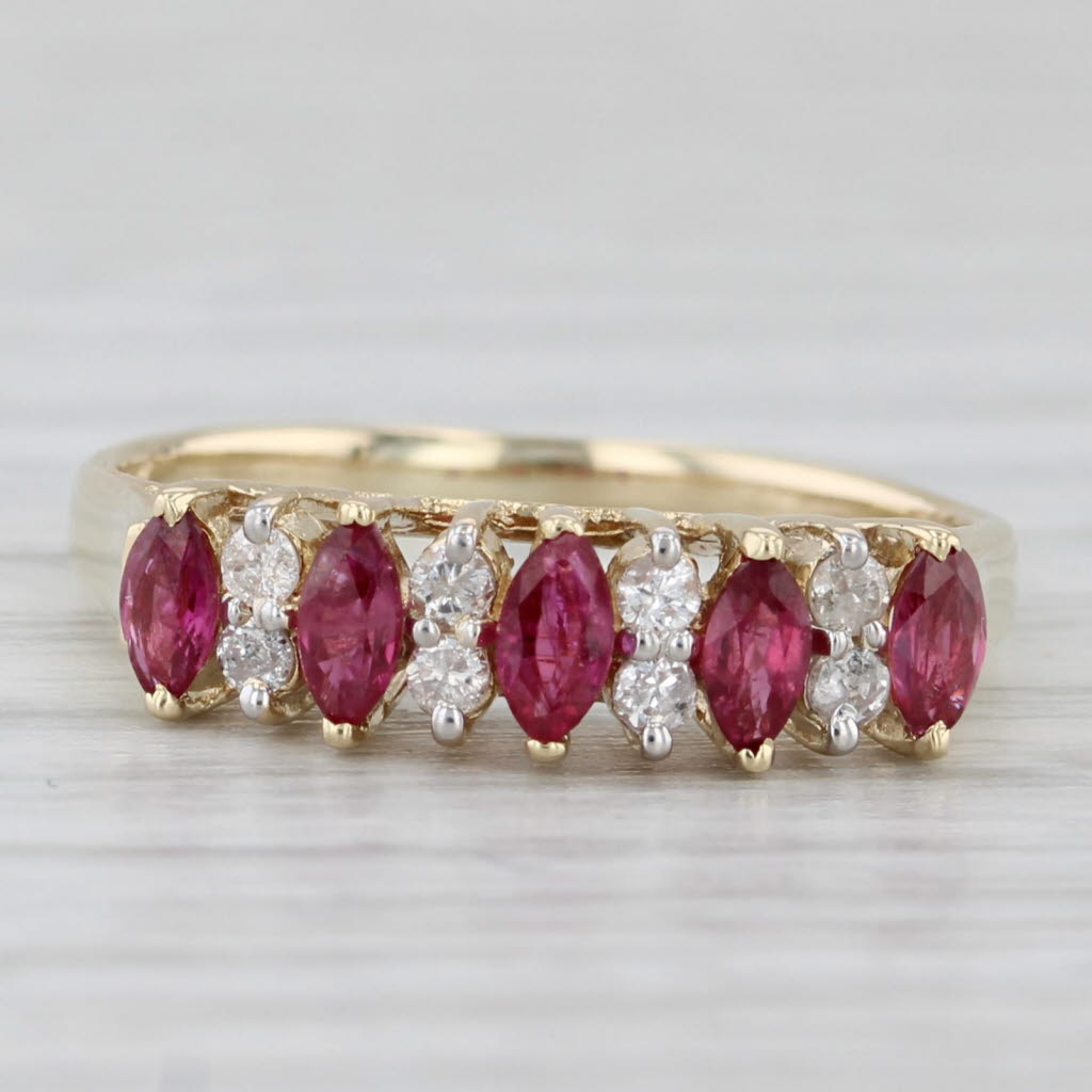 Light Gray 0.62ctw Ruby Diamond Marquise Ring 14k Yellow Gold Size 5.25 Stackable