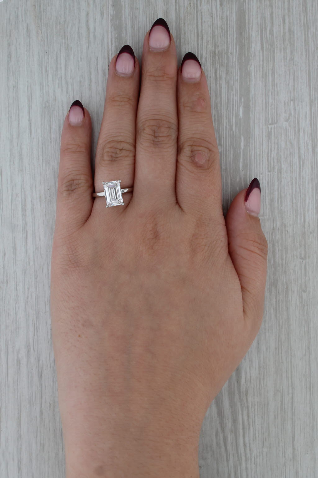 New IGI 3.25ctw Emerald Cut Lab Grown Diamond Engagement Ring 14k White Gold