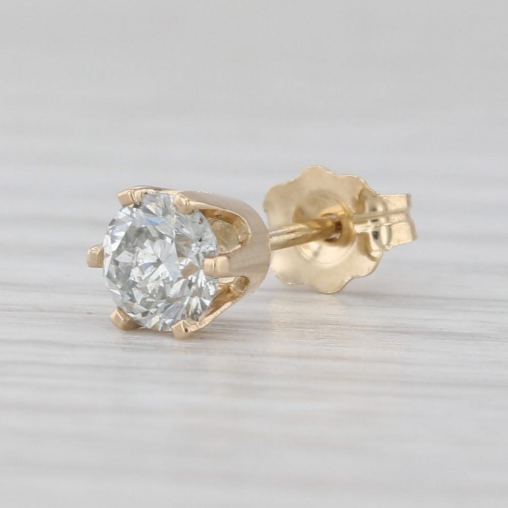 Light Gray Single 0.33ct Round Solitaire Diamond Stud Earring 14k White Gold