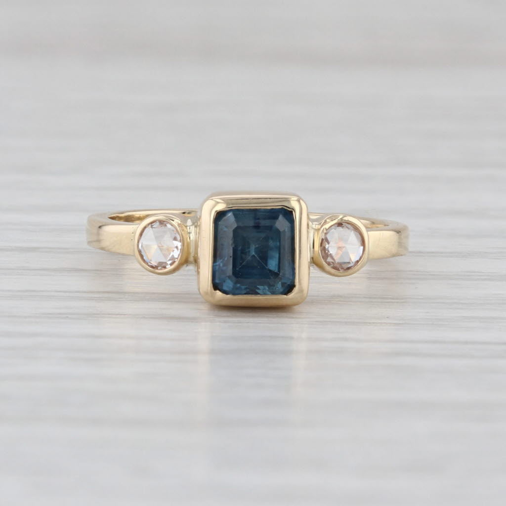 1ctw Blue Sapphire Diamond Ring 14k Yellow Gold Size 5.5