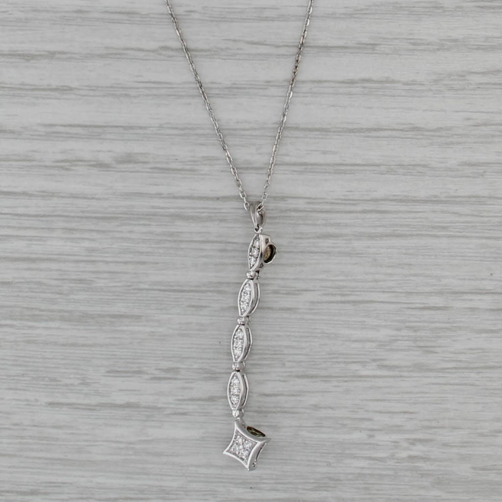 Convertible 0.14ctw Diamond Pendant Necklace 14k White Gold 18" Cable Chain