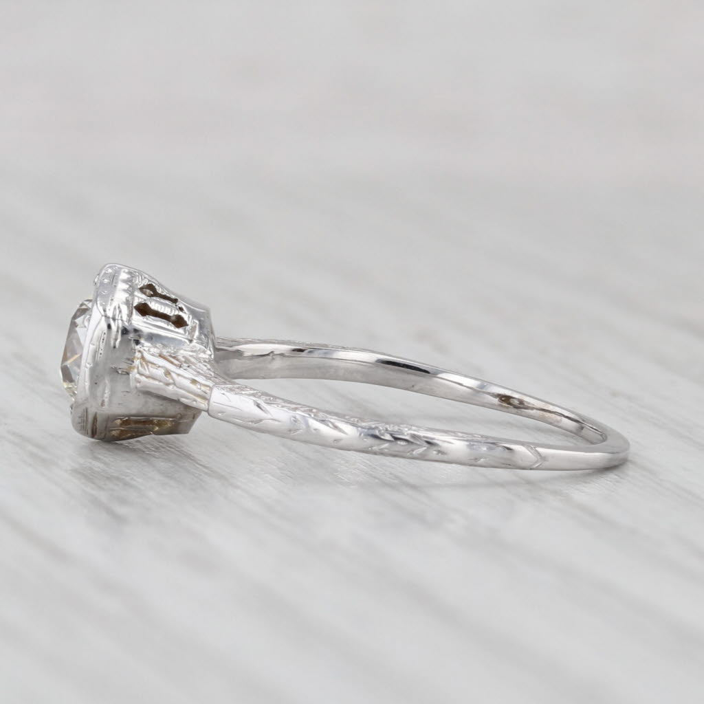 Light Gray Art Deco 0.56ct Old European Solitaire Engagement Ring 14k White Gold Size 7