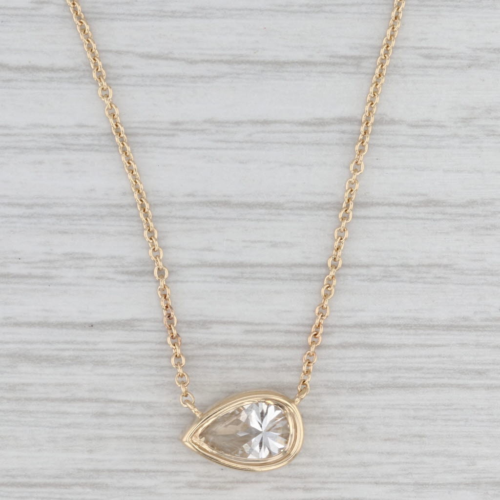 New 1.51ct Pear Lab Grown Diamond Pendant Necklace 14k Gold 16" 18" E VS1 IGI