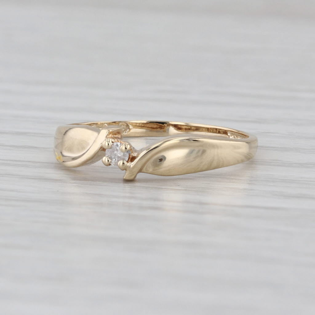 Diamond Solitaire Bypass Ring 10k Yellow Gold Size 7 Stackable