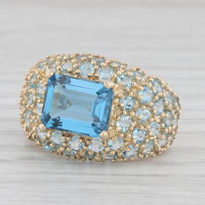 Gray 8.50ctw London Blue Topaz Pave Ring 14k Yellow Gold Size 7.25 Cocktail