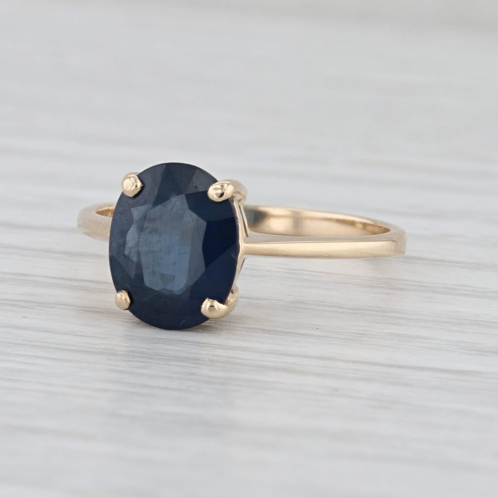 2.55ct Oval Blue Sapphire Solitaire Ring 14k Yellow Gold Size 8