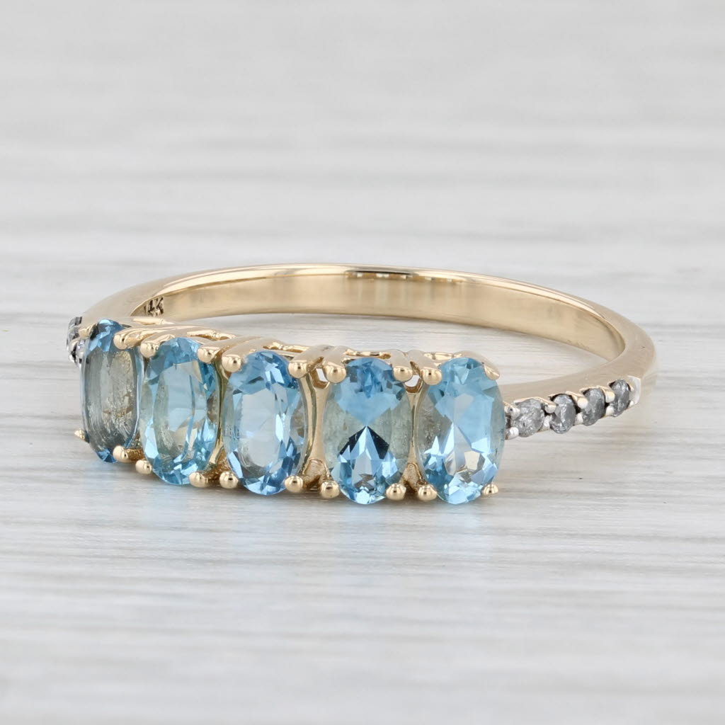 Light Gray 1.04ctw Aquamarine Diamond Ring 14k Yellow Gold Size 7