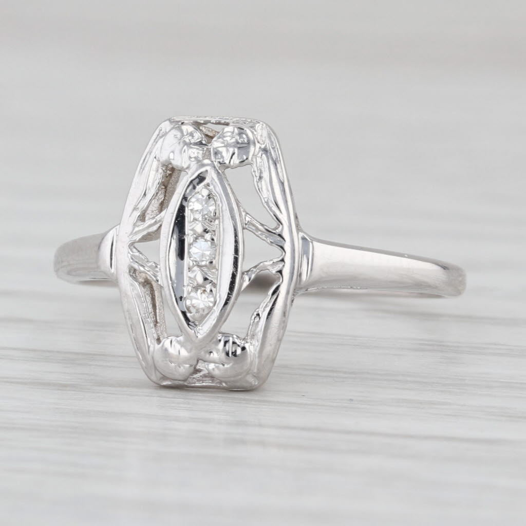 Vintage Diamond Ring 14k White Gold Size 7.5 Blue Ridge