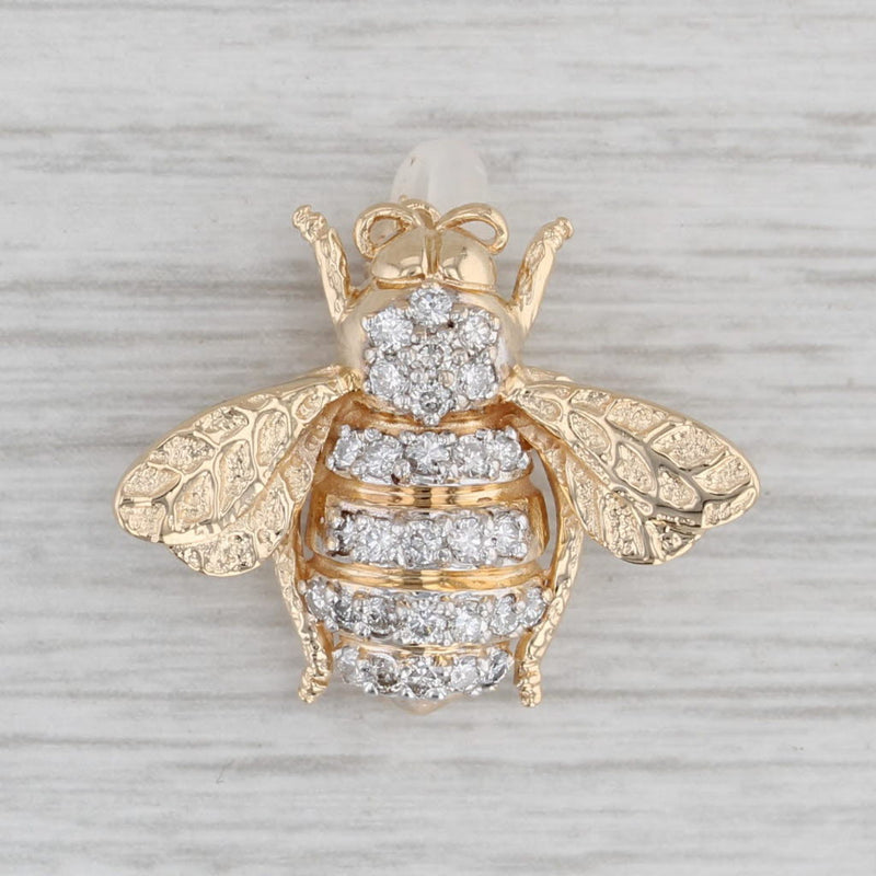 0.42ctw Diamond Bumble Bee Brooch 14k Yellow Gold Insect Pin