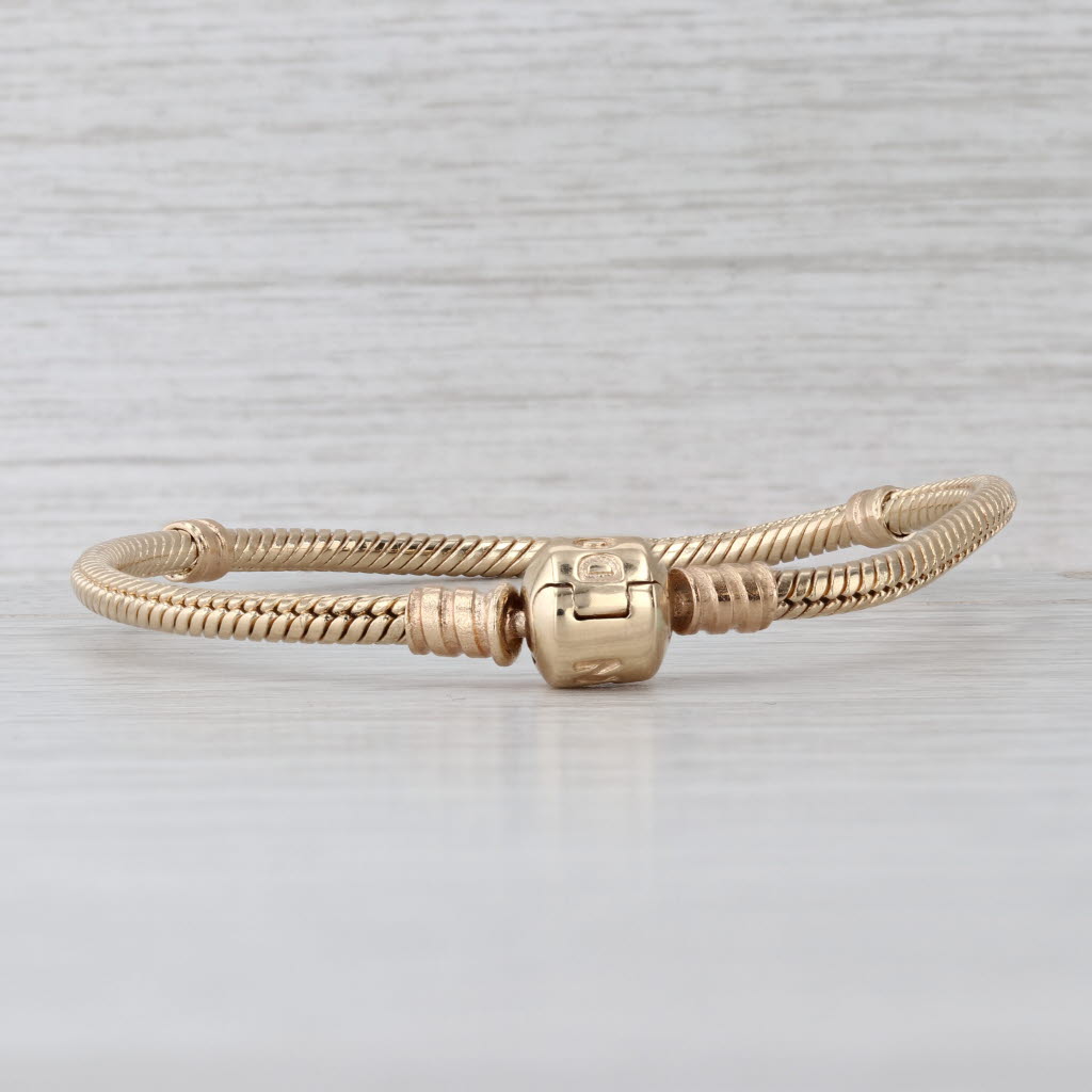 Pandora Moments Gold Clasp Charm Bracelet 550702 14k Yellow Gold 6.5" 16.5cm