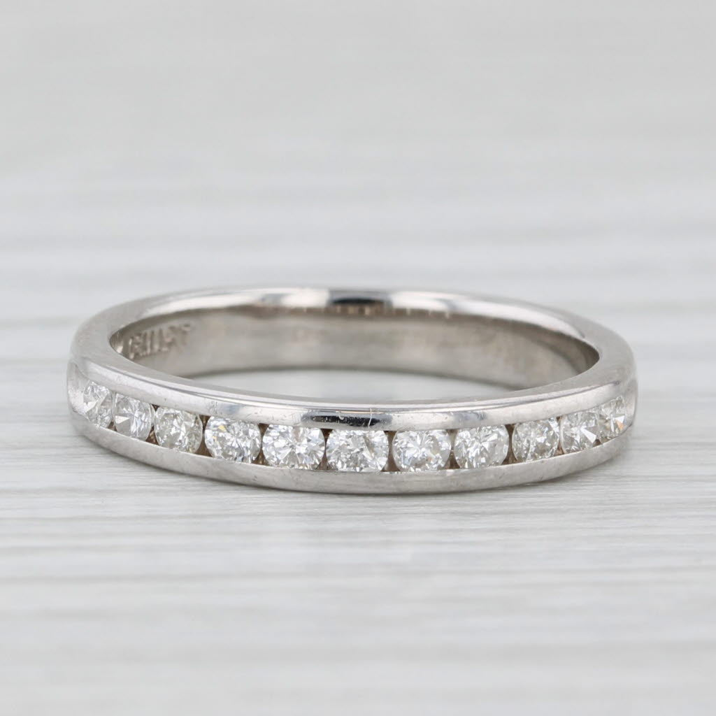 Light Gray 0.33ctw Diamond Wedding Band 14k White Gold Stackable Anniversary Ring Size 5