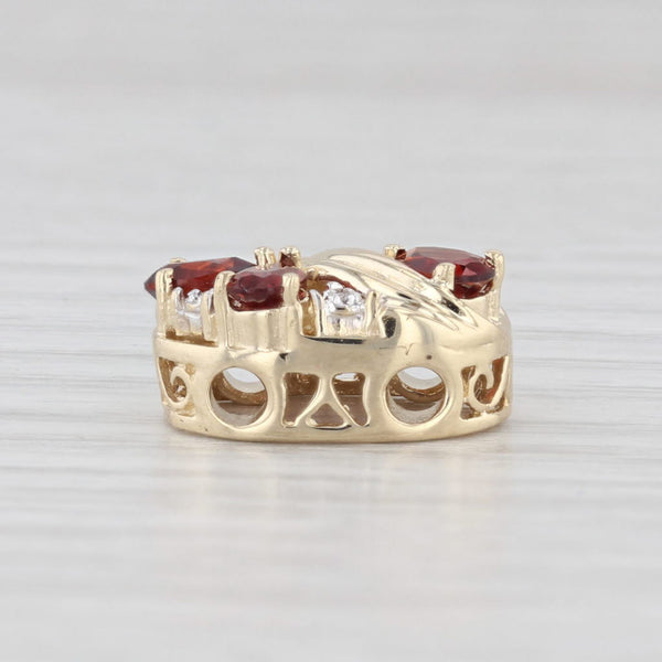 OMG 0.85ctw Garnet Slide Bracelet Charm 14k Yellow Gold Diamond Accents Vintage