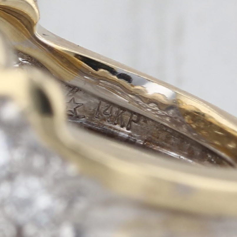1.48ctw Diamond Cluster Ring 14k Yellow White Gold Sz 5.75 London Star Cocktail