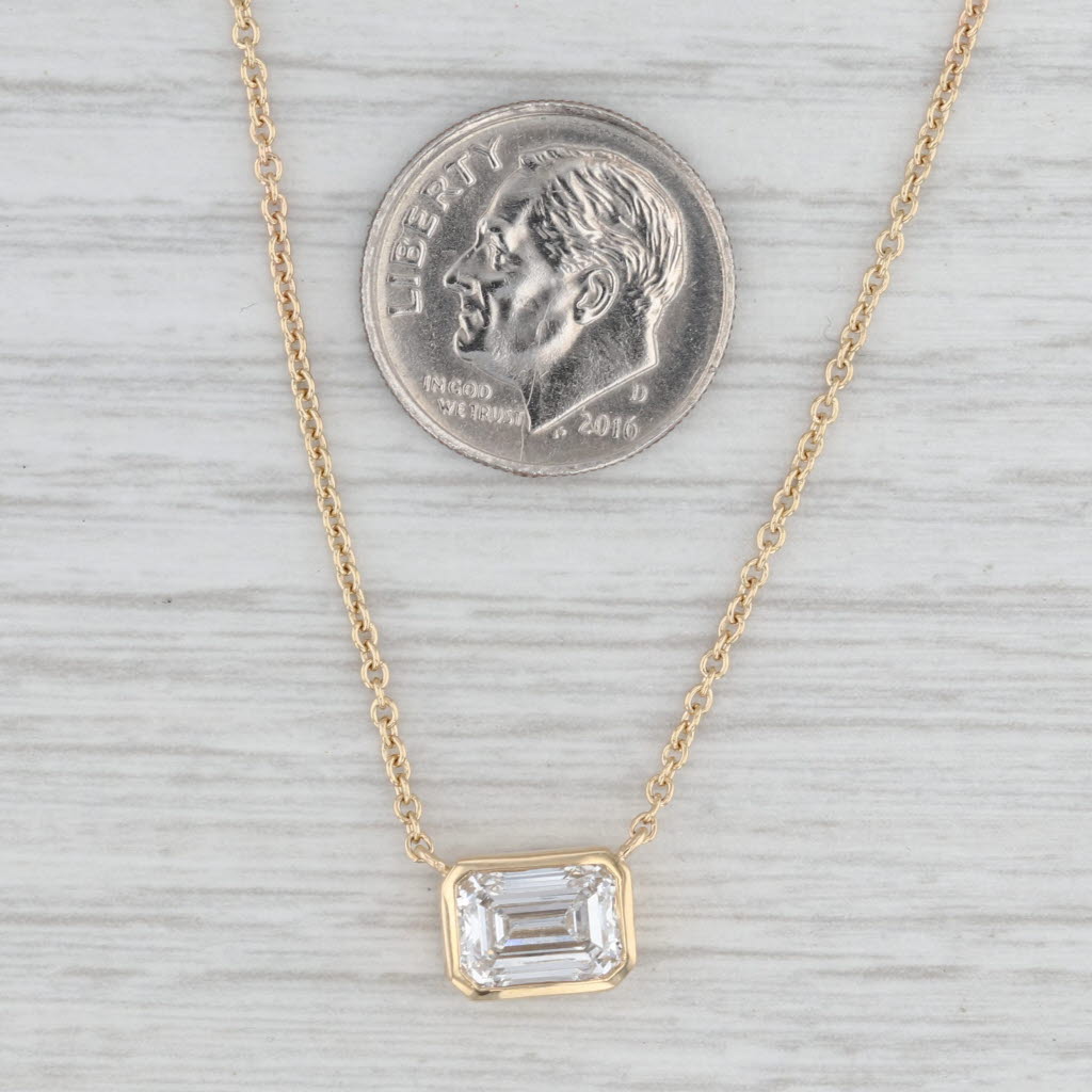 New 1.52ct Emerald Cut Lab Grown Diamond Pendant Necklace 14k Gold E VS1 IGI