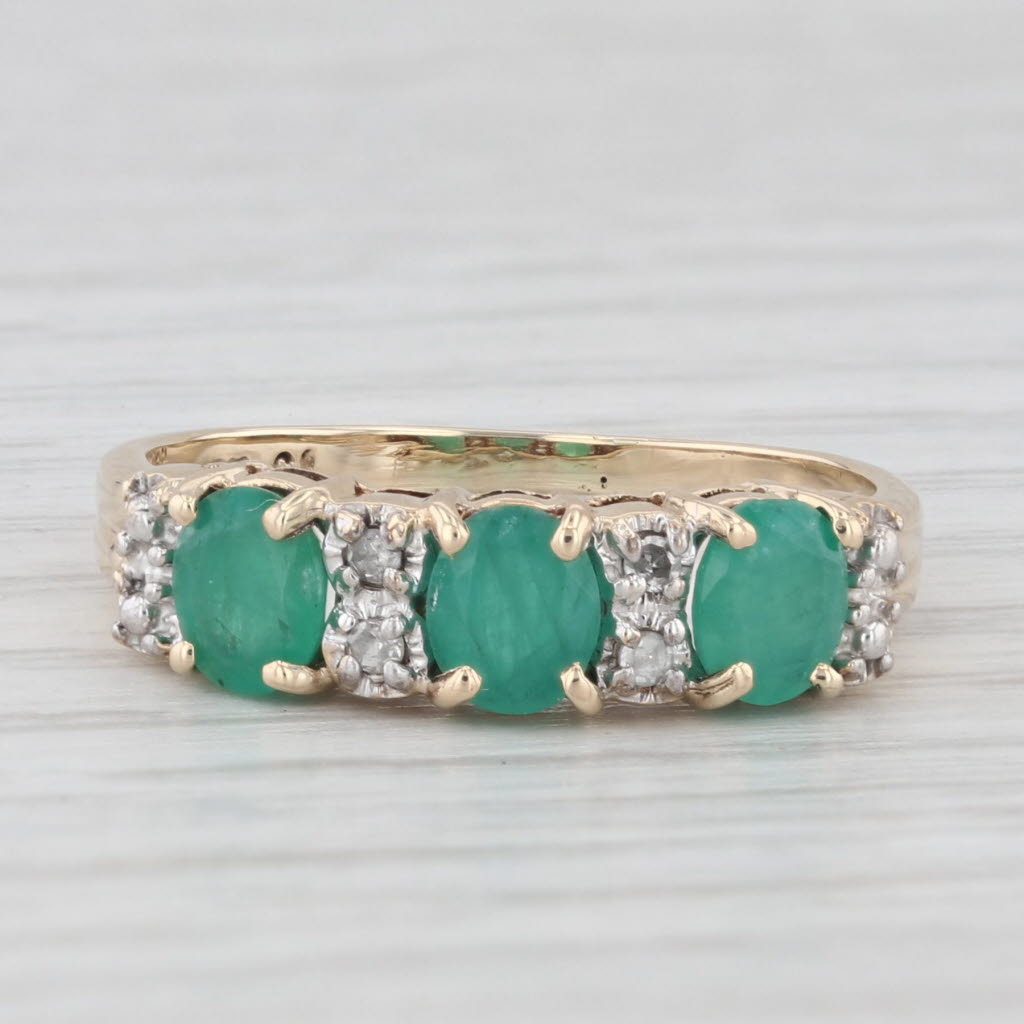 Light Gray 1.04ctw Emerald Diamond Ring 10k Yellow Gold Size 7.5 Stackable