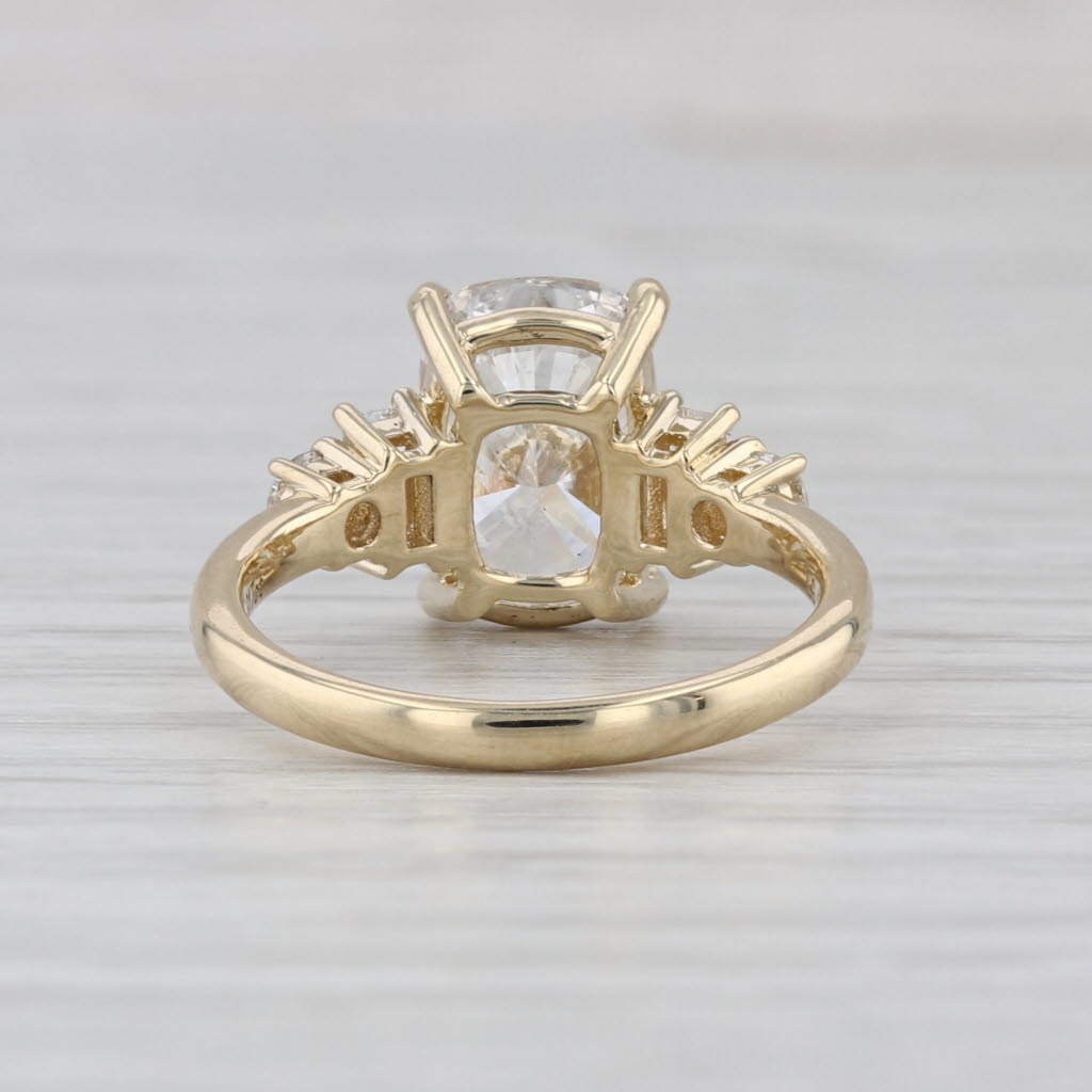 New IGI 3.317ctw VS1 Lab Grown Diamond Cushion Engagement Ring 14k Gold Size 5.5