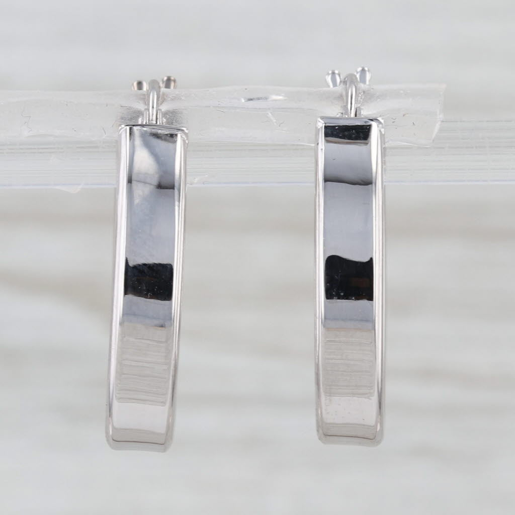 Oval Hoop Earrings 14k White Gold Snap Top Posts Hoops