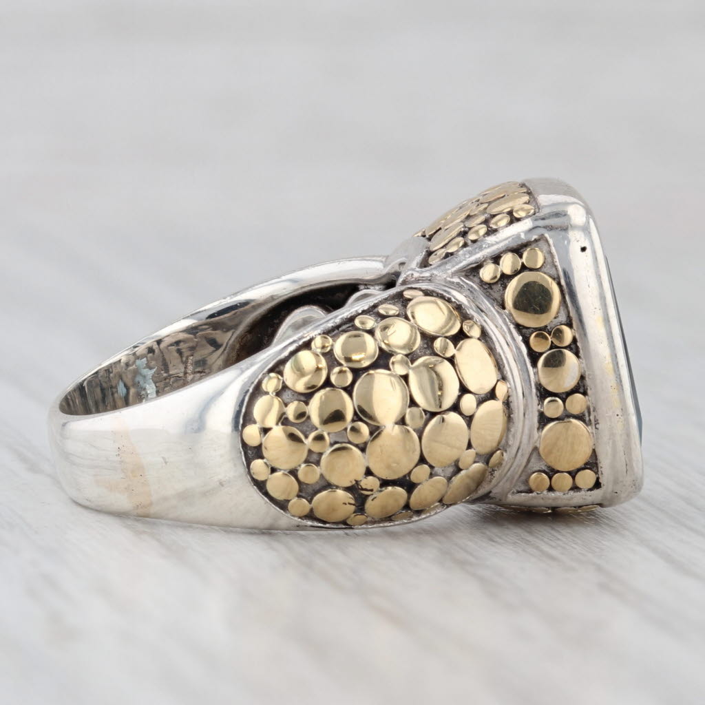 Light Gray John Hardy 9.50ct Blue Topaz Dots Ring Sterling Silver 18k Gold Size 7 Statement