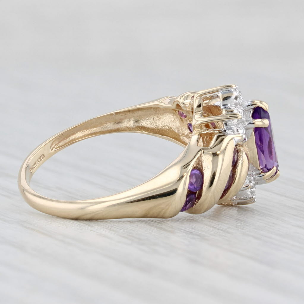 Light Gray 0.85ctw Amethyst Diamond Ring 10k Yellow Gold Size 7.25