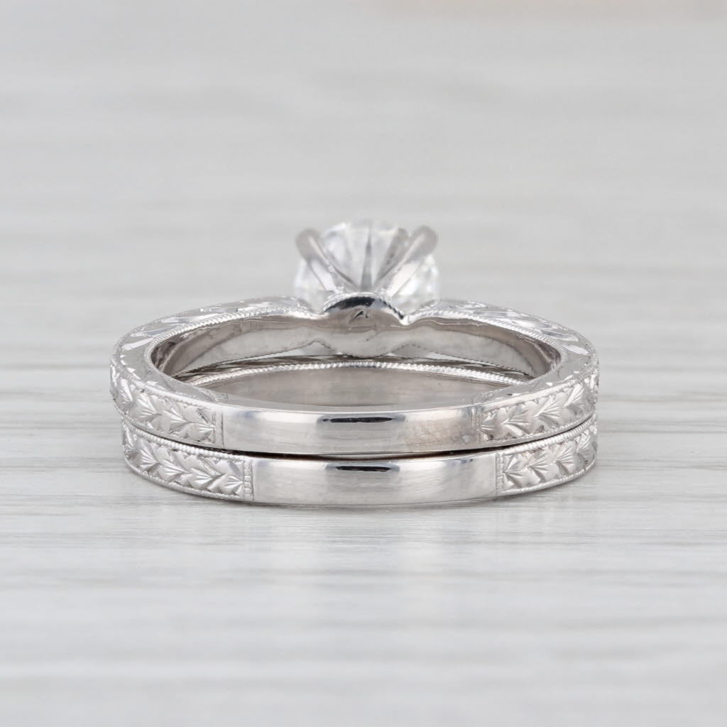 GIA 1.42ctw Diamond Engagement Ring Wedding Band Bridal Set 14k White Gold