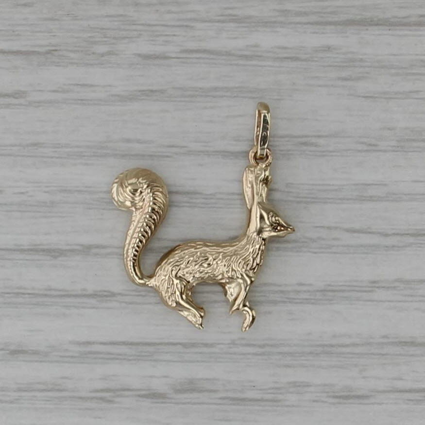 Hopping Rabbit Pendant 14k Yellow Gold 3D Charm Animal Jewelry