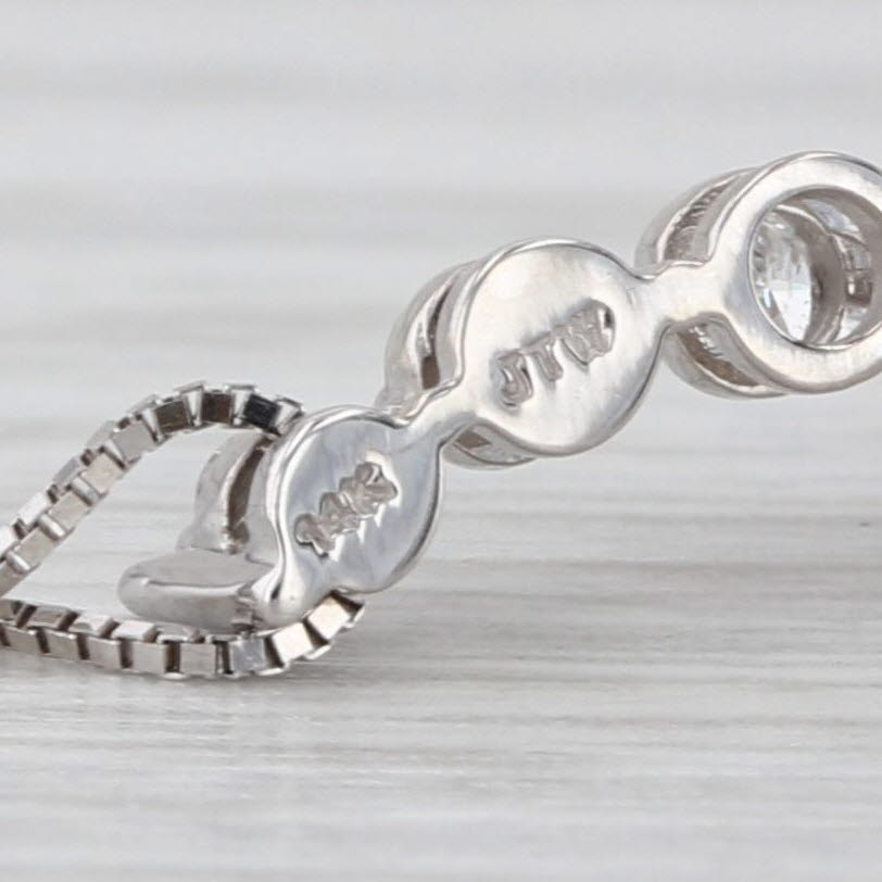 0.50ctw Graduated Diamond Journey Pendant Necklace 14k White Gold 18" Box Chain