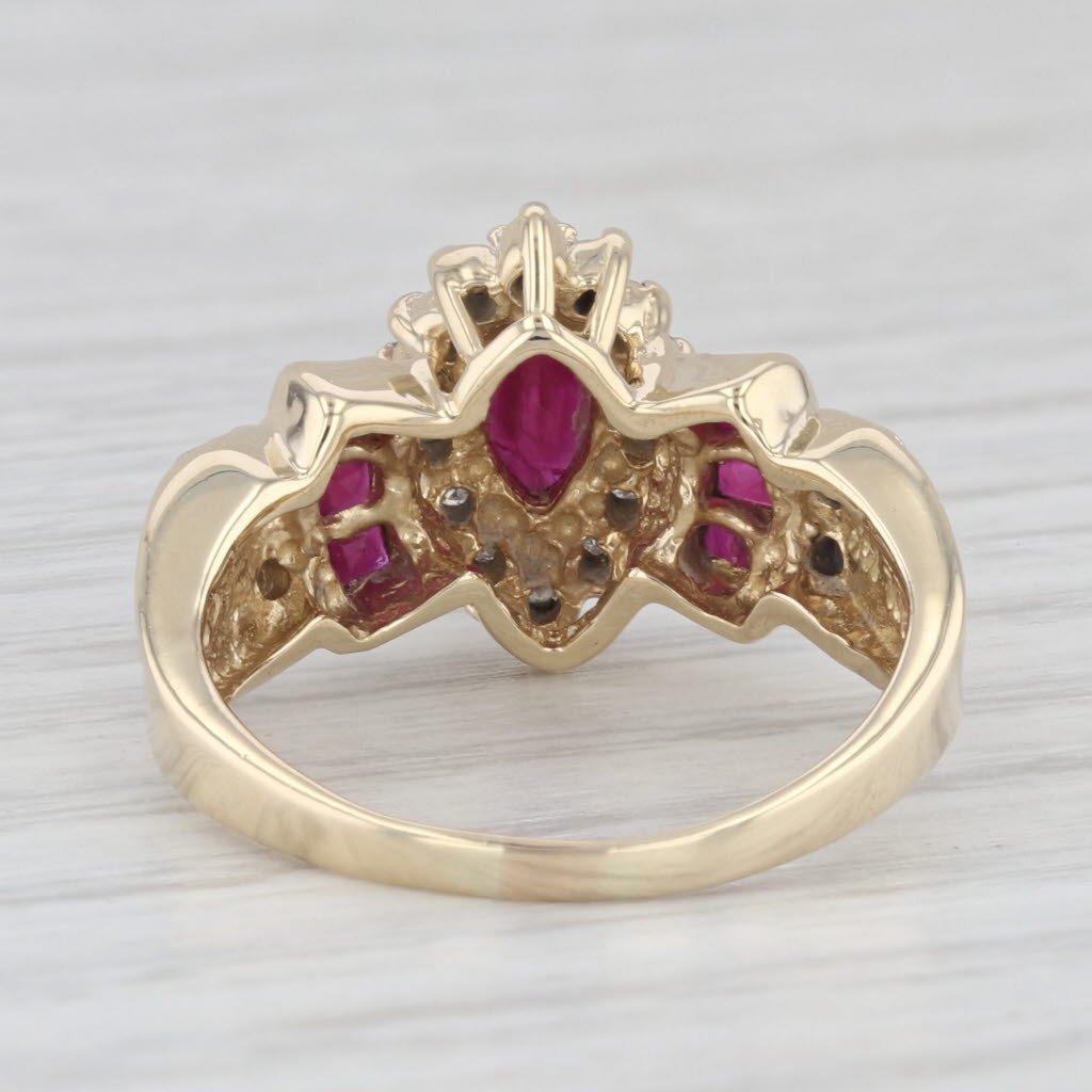 Light Gray 1.27ctw Marquise Ruby Diamond Halo Ring 14k Yellow Gold Size 5.5